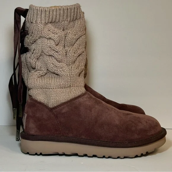 Ugg Kiandra Cordovan Boots Womens Wool Knit Lace Up Size 6 - Picture 1 of 11